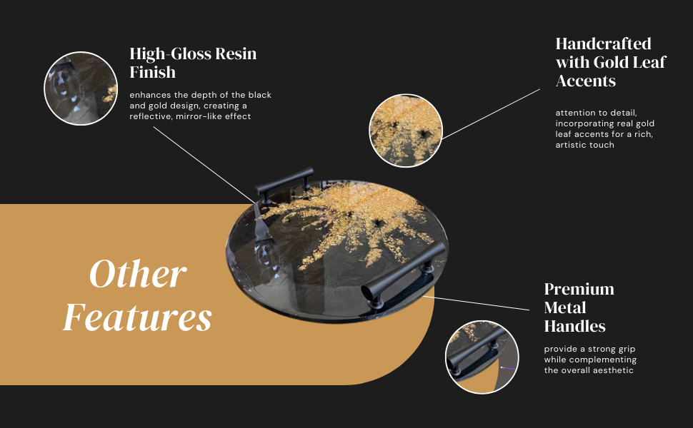 Classic and Elegant Black & Gold Modern Tray