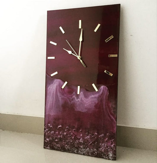 Luxe Resin Wall Clock — Plum Elegance